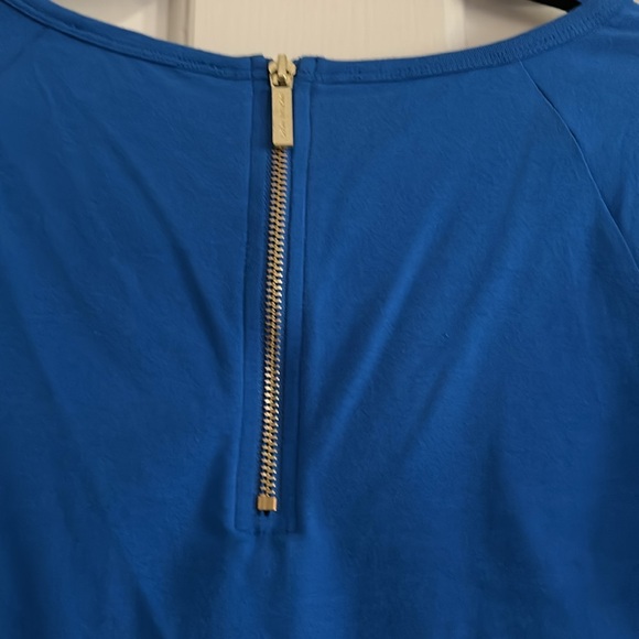 Michael Kors large blue t shirt dress with zipper and studded gold logo - Picture 4 of 4